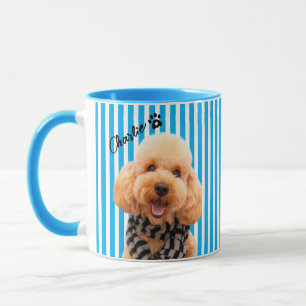 Anpassad randig husdjursmugg med foto och namn Dog Mugg