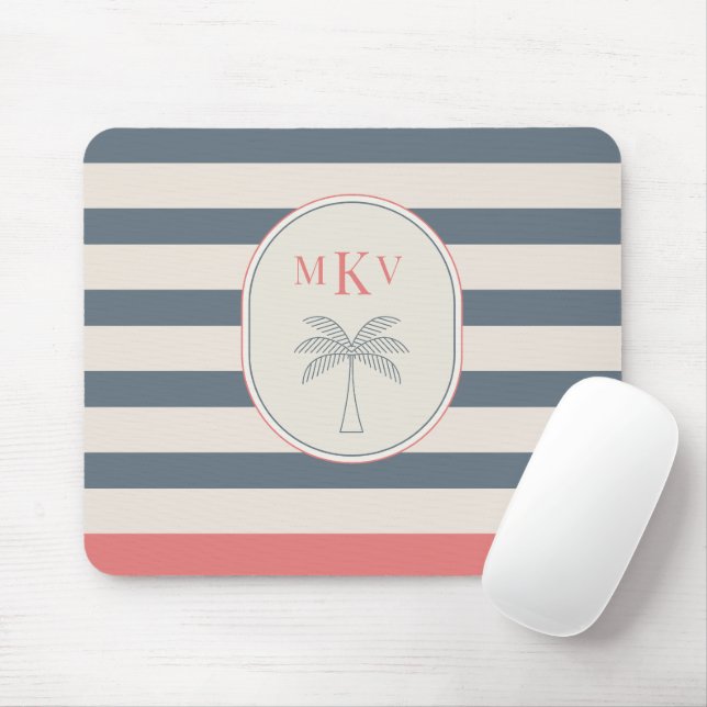 Anpassad randig trämusmatta med monogram  musmatta (Med mus)