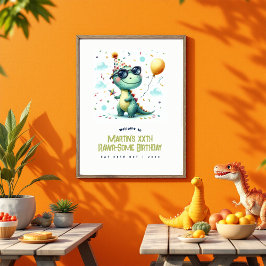 Anpassad Rawr-som dinosaur-födelsedagsvälkomst Poster