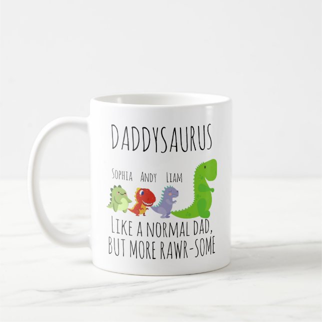 Anpassad rawr-some Daddysaurus Kaffemugg (Vänster)