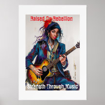 Anpassad Rebel Girl Guitarist Art Inspirational
