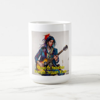 Anpassad Rebel Girl Guitarist Art Inspirational Kaffemugg