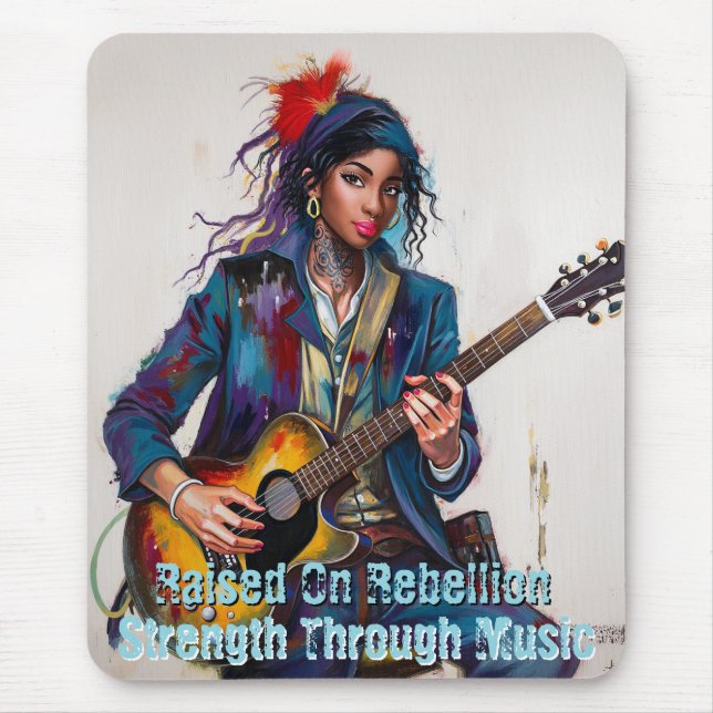 Anpassad Rebel Girl Guitarist Art Inspirational Musmatta (Framsidan)