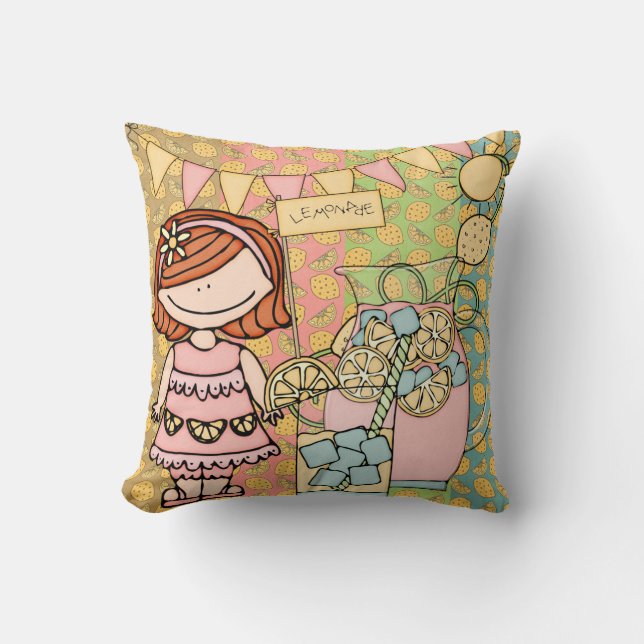 Anpassad Red Hair Girl Lemonade Pillow Kudde (Framsida)