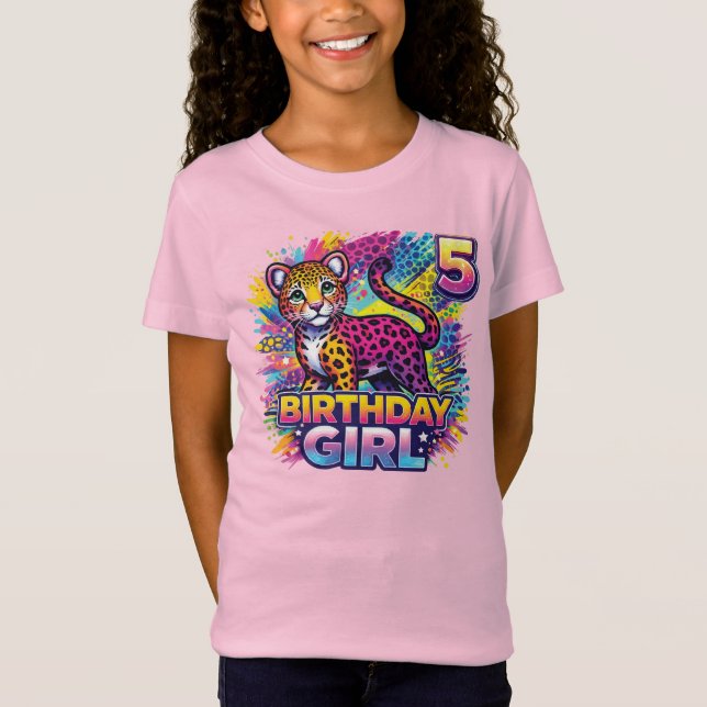 Anpassad regnbåge 90-talsinspirerad leopard födels t shirt (Framsida)