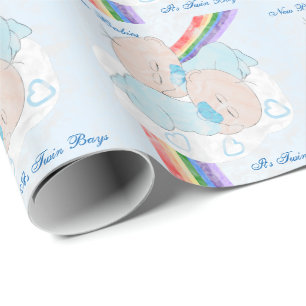 Anpassad regnbåge baby pojke tvillingar presentpapper