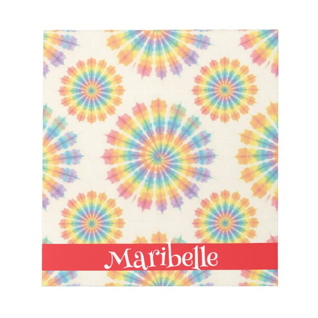 Anpassad regnbåge psykedelisk retro tie-dye anteck anteckningsblock (Framsida)