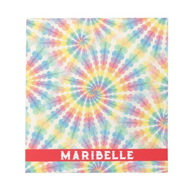 Anpassad regnbåge psykedelisk retro tie-dye anteck anteckningsblock (Framsida)