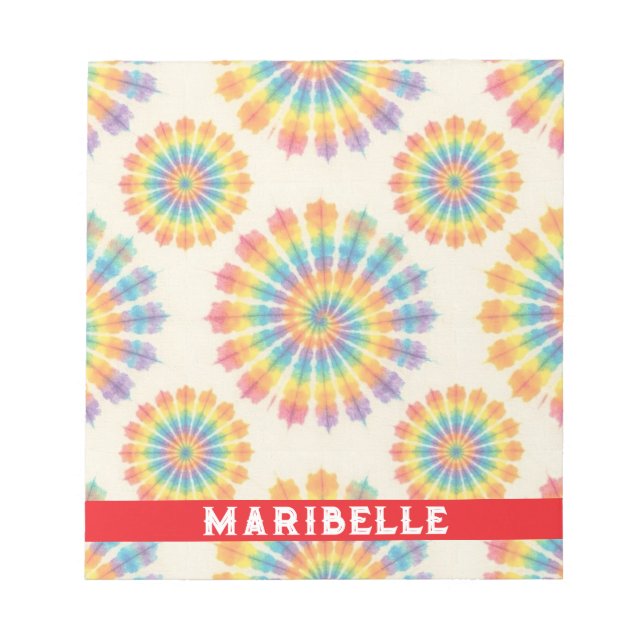 Anpassad regnbåge psykedelisk retro tie-dye anteck anteckningsblock (Framsida)