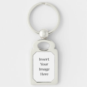 Anpassad Rektangulärt Silverfärgad Nyckelring