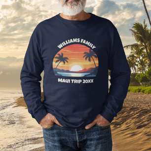 Anpassad resa till Maui Soluppgång Palmträd Långär T Shirt