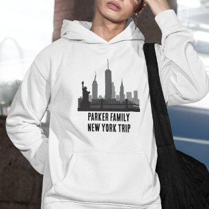 Anpassad resa till New York med stadssiluett och F Hoodie