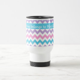 Anpassad rese-mugg, pastella färgade chevron-mönst resemugg