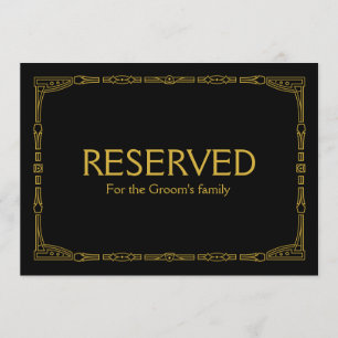 Anpassad "Reserverad" Guld Art Deco Stil Bröllopss Inbjudningar