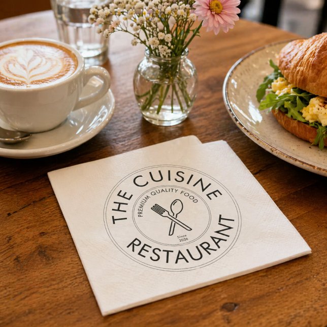 Anpassad restauranglogotyp Modern fyrkant Pappersservett (Custom Restaurant Logo Modern Square Napkins)