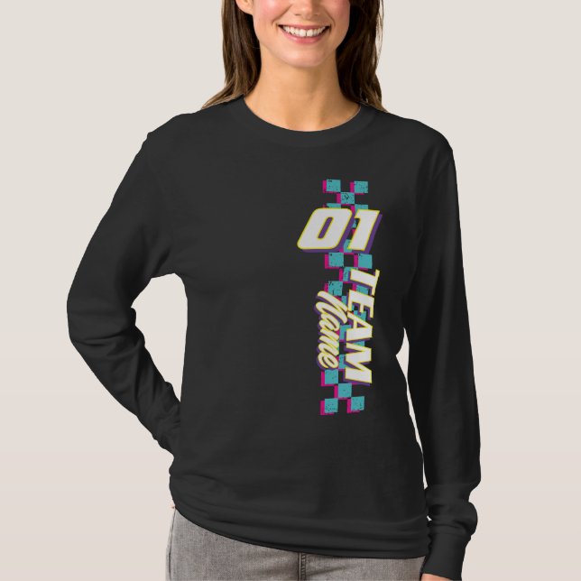 Anpassad Retro 90-tal Racetagnummertröja T Shirt (Framsida)