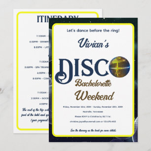 Anpassad Retro Disco Spennarrhelg Inbjudningar