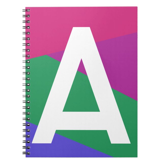 Anpassad Retro Färgblock-monogram Anteckningsbok (Framsidan)