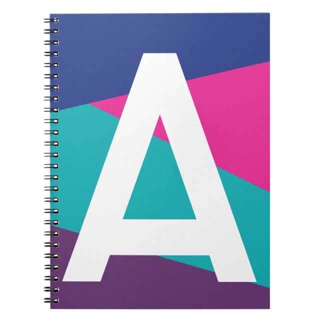 Anpassad Retro Färgblock-monogram Anteckningsbok (Framsidan)