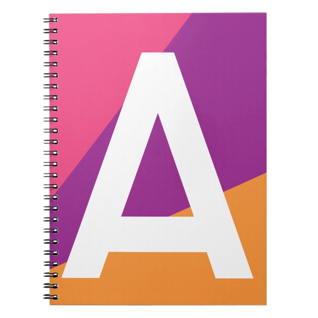 Anpassad Retro Färgblock-monogram Anteckningsbok (Framsidan)