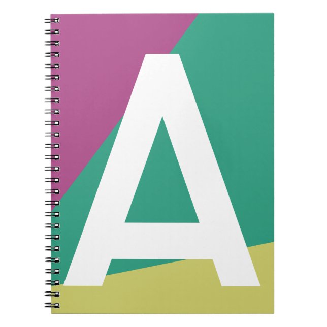Anpassad Retro Färgblock-monogram Anteckningsbok (Framsidan)