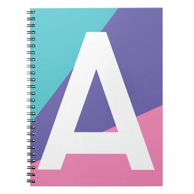 Anpassad Retro Färgblock-monogram Anteckningsbok (Framsidan)