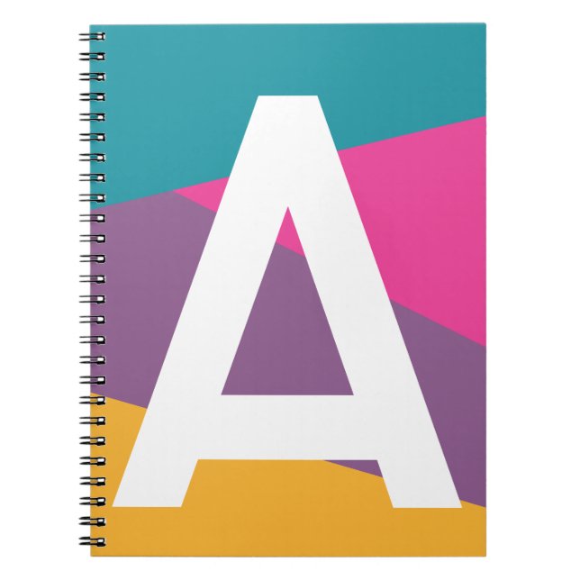 Anpassad Retro Färgblock-monogram Anteckningsbok (Framsidan)