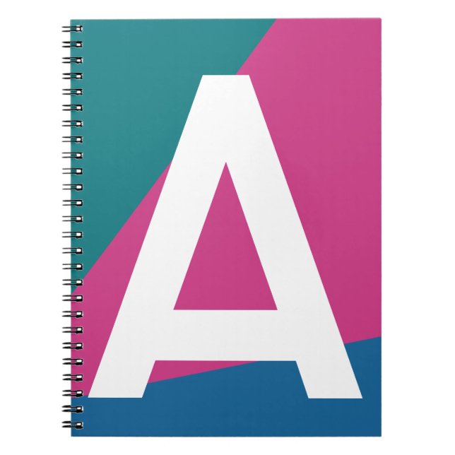 Anpassad Retro Färgblock-monogram Anteckningsbok (Framsidan)