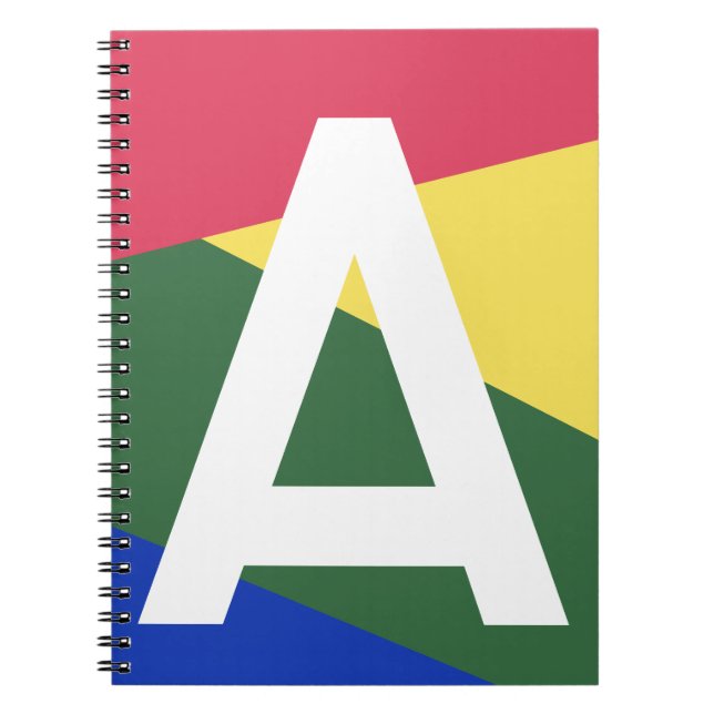 Anpassad Retro Färgblock-monogram Anteckningsbok (Framsidan)