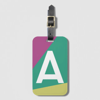 Anpassad Retro Färgblock-monogram Bagagebricka