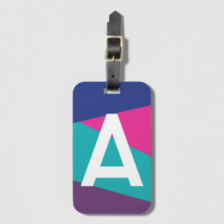 Anpassad Retro Färgblock-monogram Bagagebricka