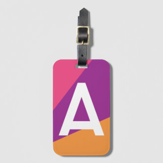 Anpassad Retro Färgblock-monogram Bagagebricka