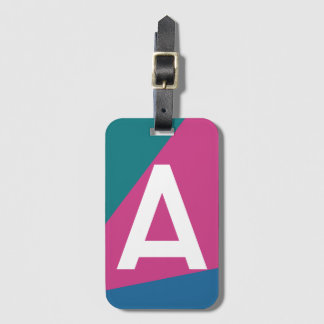Anpassad Retro Färgblock-monogram Bagagebricka