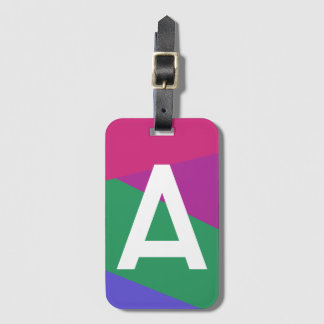 Anpassad Retro Färgblock-monogram Bagagebricka