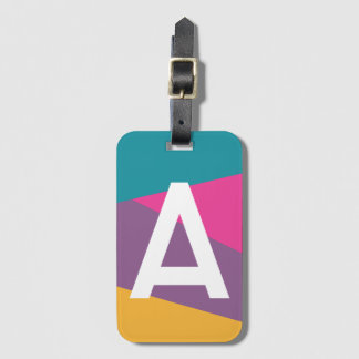 Anpassad Retro Färgblock-monogram Bagagebricka