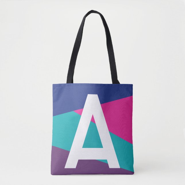 Anpassad Retro Färgblock Monogram Väska (Framsida)