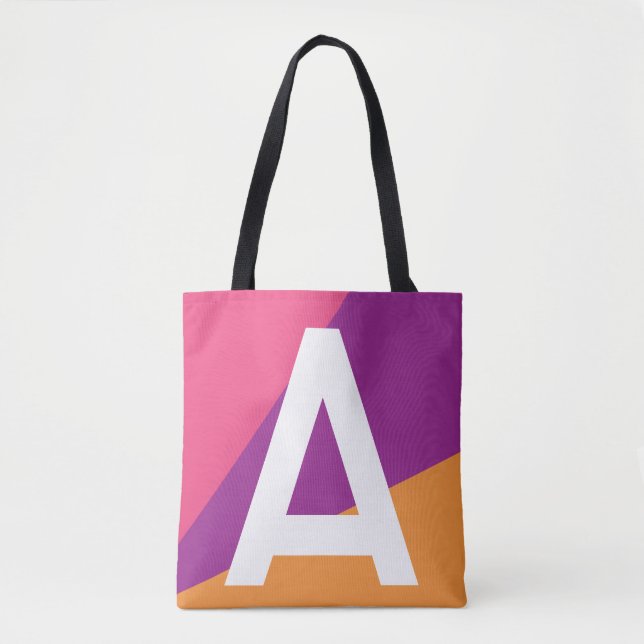 Anpassad Retro Färgblock Monogram Väska (Framsida)