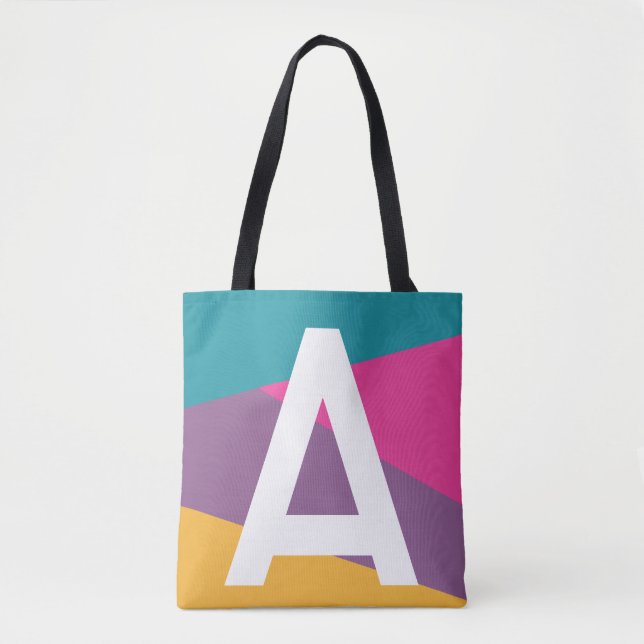 Anpassad Retro Färgblock Monogram Väska (Framsida)