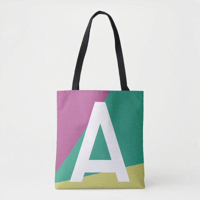 Anpassad Retro Färgblock Monogram Väska (Framsida)