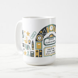 Anpassad Retro Geometrisk Skolbågs Examen Kaffemugg