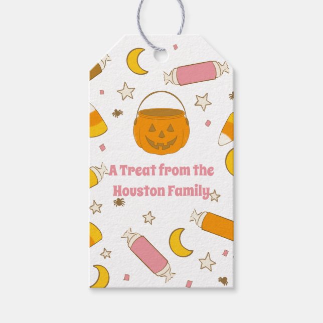 Anpassad Retro Halloweendekoration eller Halloween Presentetikett (Framsidan)