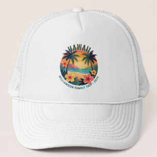 Anpassad Retro Hawaii Tropisk Semester Familjeresa Keps