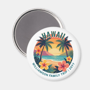 Anpassad Retro Hawaii Tropisk Semester Familjeresa Magnet