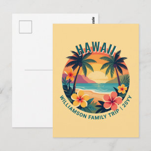 Anpassad Retro Hawaii Tropisk Semester Familjeresa Vykort