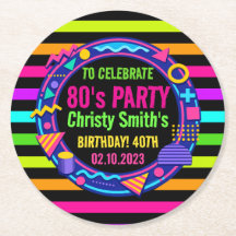 Anpassad Retro Neon 80-tals Födelsedagsfest