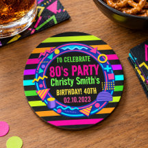 Anpassad Retro Neon 80-tals Födelsedagsfest