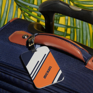 Anpassad Retro-Rand i blå Orange Bagagebricka