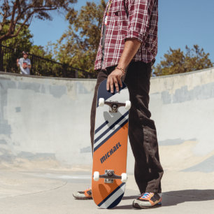 Anpassad Retro-Rand i blå Orange Mini Skateboard Bräda 18,5 Cm