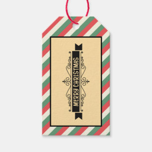 Anpassad Retro Randig "God Jul" Högtid Presentetikett