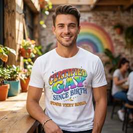 Anpassad Retro Regnbåge Certifierad Gay Sedan Föds T Shirt